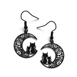 Black Moon Earrings Cat Crescent Filigree Witchy Gothic Jewelry Cat Lover Gift Fashion Novelty  Delicacy Classical
