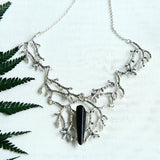 Black Titanium Raw Quartz Branches Necklace Witch Fantasy Forest Jewelry Silver-plated Jewellery Statement Wedding Magic Wiccan