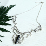 Black Titanium Raw Quartz Branches Necklace Witch Fantasy Forest Jewelry Silver-plated Jewellery Statement Wedding Magic Wiccan