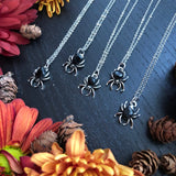 Black Tourmaline Spider Necklace Spider Necklace Halloween Necklace Spider Charm Pendant Necklace