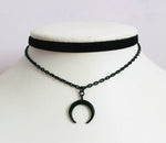 Black Velvet Choker Necklace, Gothic Victorian Black Cameo