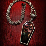 Blood and Bat Dracula Inspired Resin Necklace Pendant, Black Bat and Witch Necklace,Witchcraft Necklace