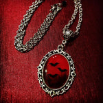 Blood and Bat Dracula Inspired Resin Necklace Pendant, Black Bat and Witch Necklace,Witchcraft Necklace