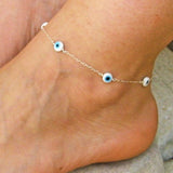 Bohemian Multi Layered Beads Ankle Bracelet for Women Leg Chain Blue Evil Eye Pendant Anklet Summer Beach Foot Jewelry