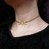 Brass Moon Choker Necklace Crescent Moon Pendant Witchy Jewelry Simple Moon Choker Wiccan Jewelry Pagan Girl Gift