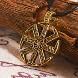 New Magicun Viking~Bronze Kolovrat Pendant Slavic Kolovrat Symbol Pagan Necklace Sun Wheel Amulet