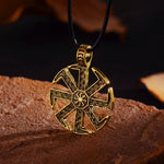 New Magicun Viking~Bronze Kolovrat Pendant Slavic Kolovrat Symbol Pagan Necklace Sun Wheel Amulet