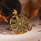 New Magicun Viking~Bronze Kolovrat Pendant Slavic Kolovrat Symbol Pagan Necklace Sun Wheel Amulet