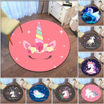 Cartoon Floral Unicorn Round Area Rug Cartoon Carpets for Living Room Animal Pink Unicorn Floor Mat