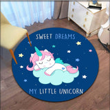 Cartoon Floral Unicorn Round Area Rug Cartoon Carpets for Living Room Animal Pink Unicorn Floor Mat