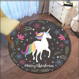 Cartoon Floral Unicorn Round Area Rug Cartoon Carpets for Living Room Animal Pink Unicorn Floor Mat