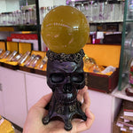 Carved Skull Stand for Crystal Ball Base Holder Environmental Resin Figurines Display Statue Home Ornament for 50-100mm Sphere