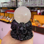 Carved Skull Stand for Crystal Ball Base Holder Environmental Resin Figurines Display Statue Home Ornament for 50-100mm Sphere