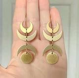 Celestial Crescent Moon Sun Dangle Earrings Witchy Earring Goth Jewelry