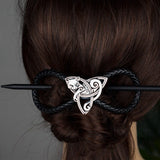 Celtics Leather Hair Pin For Women Handmade Life Tree Headwear Reven Snake Fox Hair Accessories