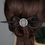 Celtics Leather Hair Pin For Women Handmade Life Tree Headwear Reven Snake Fox Hair Accessories