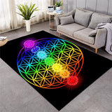 Chakra Carpets for Living Room Zen Theme Rectangle Area Rug Colorful tapis Flower of Life Geometric Floor Mat Hot