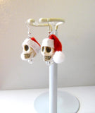 Christmas Skull Earrings,goth, Cosplay, Biker, Rocker, Christmas Earrings - Dangle Earrings -Gift for Her