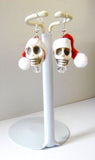 Christmas Skull Earrings,goth, Cosplay, Biker, Rocker, Christmas Earrings - Dangle Earrings -Gift for Her