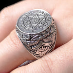 Classic Mysterious Star of David Spell Rune Metal Punk Amulet Rings