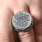 Classic Mysterious Star of David Spell Rune Metal Punk Amulet Rings