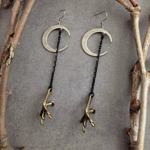 Claw Witch'sThe Beast Comes At Night Moon Earrings Crescent Darkly The Sacred Punk Handmade Statement Jewelry Goth