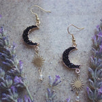 Crescent Moon Dreamland Earrings Phase Boho Witchy Brass Hippie Fashion Jewelry  Girlfriend Drop Metal Statement