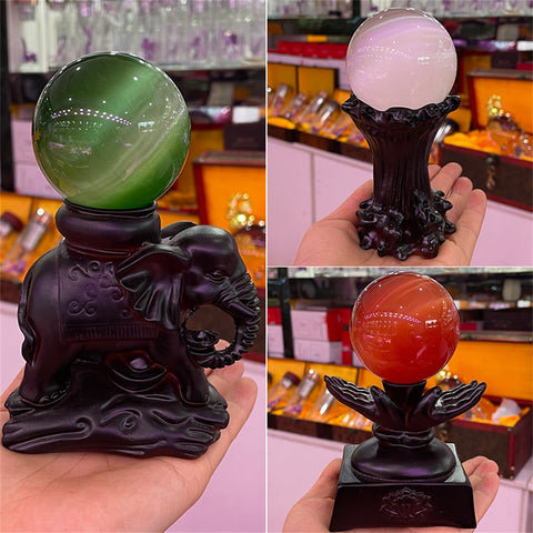 Crystal Ball Base Elephant Tree Stump Buddha Hand Resin Statue Crafts Ornaments Mascot Furniture Accessories Home Decoration