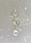 Crystal Crescent Moon Geometry Crystal Prism Windows Hanging Celestial Occult Gift