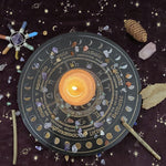 Crystal Energy Disk Witch Divination Pendulum Board Annual Ring Oak Carving Astrolabe