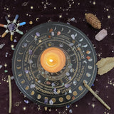 Crystal Energy Disk Witch Divination Pendulum Board Annual Ring Oak Carving Astrolabe