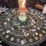 Crystal Energy Disk Witch Divination Pendulum Board Annual Ring Oak Carving Astrolabe