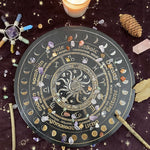 Crystal Energy Disk Witch Divination Pendulum Board Annual Ring Oak Carving Astrolabe