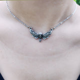 Dead Head Skull Butterfly Choker Necklace Moth Gothic Pendant Necklace Witchy Jewelry