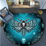 Death Moth Area Rug Gothic Skull Round Floor Mat Butterfly Moon Living Room Carpet Bathroom Kitchen Rug Doormat