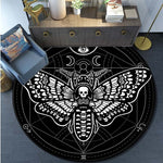 Death Moth Area Rug Gothic Skull Round Floor Mat Butterfly Moon Living Room Carpet Bathroom Kitchen Rug Doormat