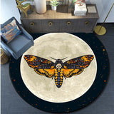 Death Moth Area Rug Gothic Skull Round Floor Mat Butterfly Moon Living Room Carpet Bathroom Kitchen Rug Doormat