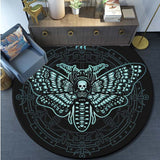 Death Moth Area Rug Gothic Skull Round Floor Mat Butterfly Moon Living Room Carpet Bathroom Kitchen Rug Doormat