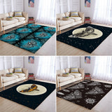 Death Moth Doormat Gothic Skull Area Rug Butterfly Moon Star Bedroom Carpet for Living Room Polyester Rug Mat