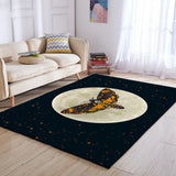 Death Moth Doormat Gothic Skull Area Rug Butterfly Moon Star Bedroom Carpet for Living Room Polyester Rug Mat