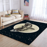 Death Moth Doormat Gothic Skull Area Rug Butterfly Moon Star Bedroom Carpet for Living Room Polyester Rug Mat