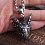 Dragon Pendant Necklaces Titanium Steel Jewelry Animal Head Necklace Punk Men Accessories Dragon Pendant Jewelry
