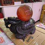 Dragon Tortoise Resin Crafts Crystal Ball Base Jade Ball Display Stand Home Office Collections Lucky Mascot Feng Shui Ornaments