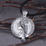 Antiquing Double sided Rune Norse Talisman Viking Raven Pendant Black Bird Celt Crow Necklace Men Pendant Jewelry