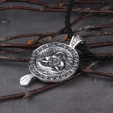 Antiquing Double sided Rune Norse Talisman Viking Raven Pendant Black Bird Celt Crow Necklace Men Pendant Jewelry