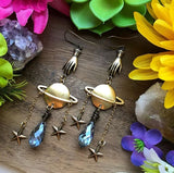 Drops Of Saturn /crystal earrings | Dangle Earring | Saturn Jewelry | Space | Minimalist | Solar System Galaxy earrings