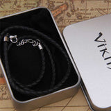 Magicun Viking~100% really leather necklace with stainless steel end clasp and end chain