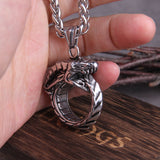 Stainless steel Punk Style Stainless Steel Huge Ouroboros Snake Chain Pendant Necklace for Men Male Fashion Jewelry