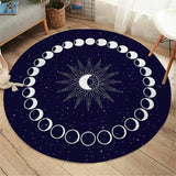 Eclipse Round Carpet Moon Star Carpet for Living Room Galaxy Non-slip Mat Rugs Blue Decorative Floor Mat