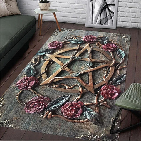 Mystical Witch's 3D Pattern Print Rug Witch Rug Star Rug